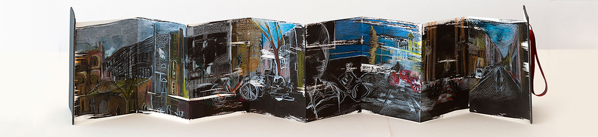 Wenen, 2024, leporello op zwart, 14x112 cm