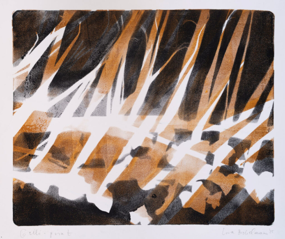 Riet & klimop, 2025, gelli-print, 50x65 cm
